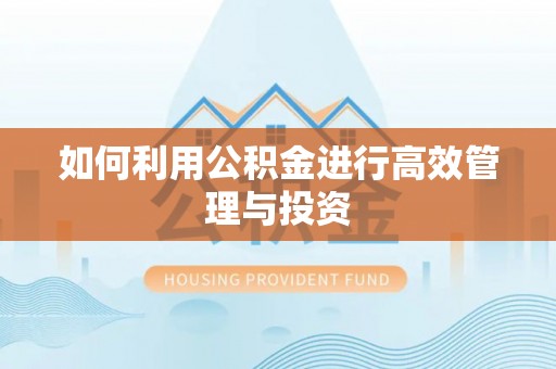 都安如何利用公积金进行高效管理与投资